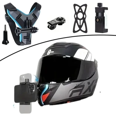 DS LLC Motorsiklet Kask Önü Takılan Telefon Tutucu Aksiyon Kamerası Takılabilen Aparat