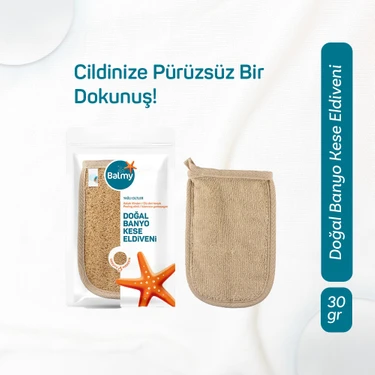Balmy Doğal Kabak Lifi ve Pamukla Üretilmiş Çift Yüzlü Banyo Kese Eldiveni - Yerli Üretim, 1