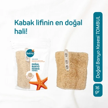 Balmy Doğal Kabak Banyo Lifi - Peeling Etkisi ile Tamamen Doğal, 1 Adet, Açık