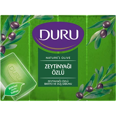 Duru Doğal Zeytinyağlı Banyo Sabunu - Bitkisel İçerik, Cilt Dostu, 4'lü Paket, 600