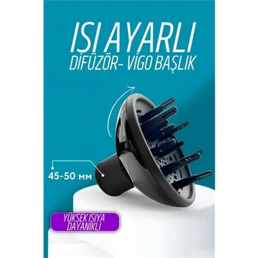 Marsilyan Isı Ayarlamalı Fön Için Difüzör Vigo Başlık Dönerli