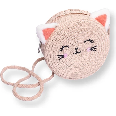 Hellobaby Kız Bebek Kedi Hasır Çocuk Çantası