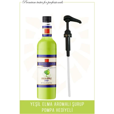 Simonelli Kahve Şurubu Yeşil Elma Aromalı 70 cl + Pompa -