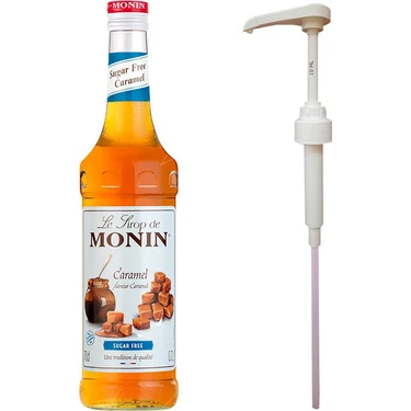 Monin 700 ml Şekersiz Karamel Şurup Aromalı 1 Adet Pompa ile Premium Lezzet