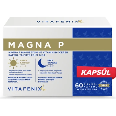 Vitafenix Magna P 60 Kapsül Magnezyum Takviyesi Gece ve Gündüz Kullanıma