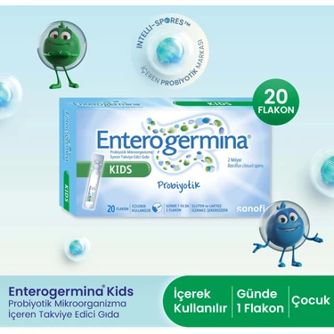 Enterogermina Kids 5 ml 20 Flakon Sıvı Probiyotik Türkiye Menşeli Çocuklar