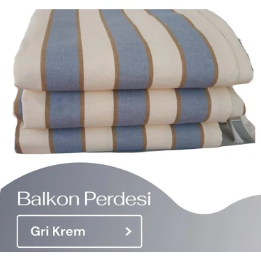 Korniş Düğmeli ve Bağcıklı Pamuklu Kumaştan Gri - Krem Balkon