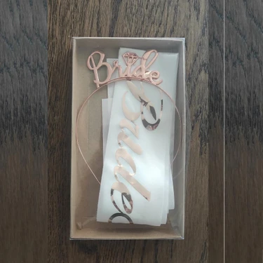 Patladı Gitti Rose Gold Bride To Be Taç  ve Kuşak Set Model
