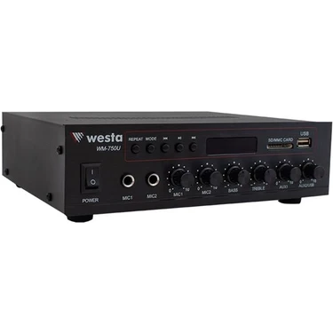 Westa WM-750U 80 Watt 100V-70V Mini 4-16 Ohm Usb-Sd-Bluetooth 2 Mikrofon Girişli Trafolu