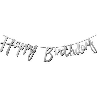 Çıtı Pıtı Store Karton Duvar Yazısı Metalize Happy Birthday Yazılı Uzar Set 98 cm
