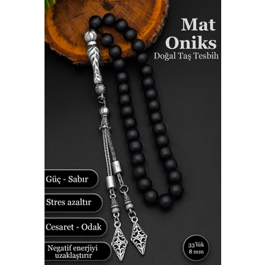 Mat Oniks Tesbih Erkek Doğal Taş Tesbih 8 mm
