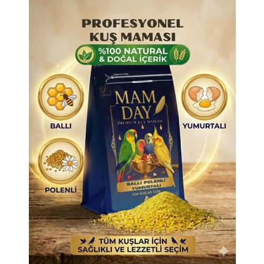 Mam Day Tam Profesyonel Ballı Polenli  Yumurtalı Muhabbet Kuşu , Sultan Papağanı , Kanarya Maması