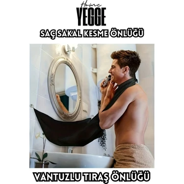 Saç Sakal Kesme Tıraş Önlüğü - Vantuzlu Traş Önlüğü Siyah Traş
