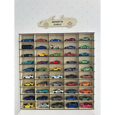 Oyuncak Araba Rafı 50'li Akça Ağaç (Hotwheels ve Matcbox Arabaları Için