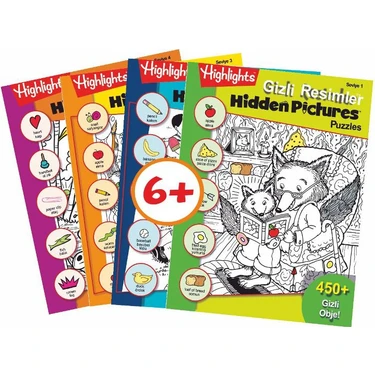 Dikkat Atölyesi Yayınları Highlights Gizli Resimler Puzzles 4'lü Set Kolektif Yazar