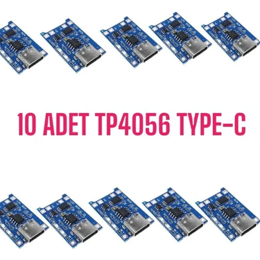 Robo Dünya TP4056 10 Adet Ters Akım Korumalı TP4056 18650 Type C Lityum Pil Şarj Devresi Type-C