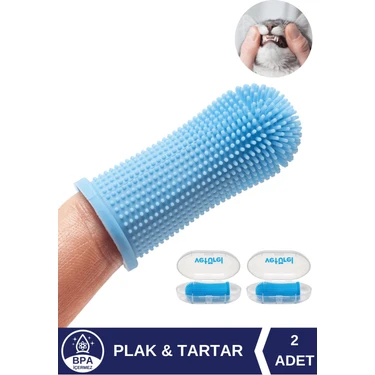 Veturel Kedi Parmak Fırça Kedi Silikon Diş Fırçası Diş Eti Plak Tartar Yumuşak Hijyenik Saklama