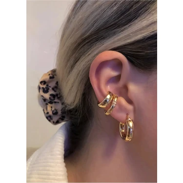 Aurrari Kadın Gold Renk 2'li Cuff (Kıkırdak