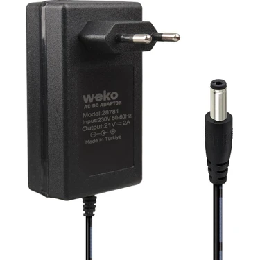 Ayt 21 Volt 2 Amper 5.5x2.5 mm Uçlu Kırmızı Yeşil Ledli Priz Tipi Şarjlı Matkap Adaptörü Şarj