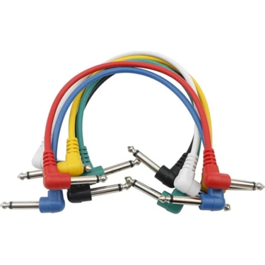 Midex Pj6 Gitar Kablosu Efekt Pedal Kablosu 6'lı Set 30 cm 6 Farklı Renk 6.35