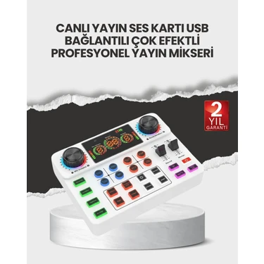 Twin Store Çok Efektli Yayın Ses Mikseri USB Kablosuz