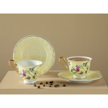 English Home Vanilla New Bone China 2'li Kahve Fincan Takımı 90 ml Açık
