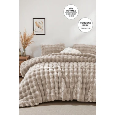 Evlen Home Collection Kürk Tavşan Tüyü Yorgan Tek Kişilik Dolgulu Peluş Yumuşak Wellsoft Çift