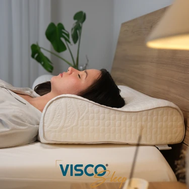 Visco Sleep Ortopedik Yastık Visco Yastık Atella Doğal Viskon Kılıflı Boyun Destekli Yastık 60 x 40