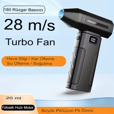 Mucosan Turbo Jet Kablosuz Hava Üfleyici | 28 M/s Güçlü Üfleme | 3’ü 1 Arada Fan | 6 Kademeli Hız,