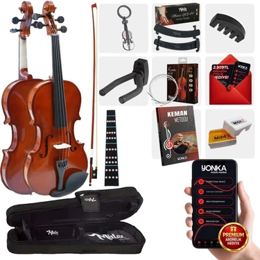 Midex CVL-744-PAK Profesyonel 4/4 Full Keman Seti (Yastık Tel Susturucu Reçine Çanta
