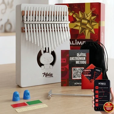 Midex KLX-550 Beyaz Kalimba 17 Tuşlu Full