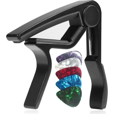 Lastvoice LCT-90BK Gitar Capo Metal Kapo Kaliteli 5 Adet Pena