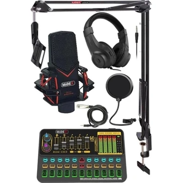 Midex Gmx-1 Platinium Head Set Condenser Mikrofon Ses Kartı Kulaklık Canlı Yayın