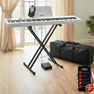 Midex PLX-100WH-ST Taşınabilir Dijital Piyano Tuş Hassasiyetli 88 Tuş Bluetooth Şarjlı (Stand