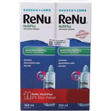 RENU Renu Multiplus 360 ml - Ikili Kofre Çok Amaçlı Lens Solüsyonu Temiz Lens