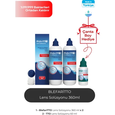 Blefaritto 360ml Lens Solüsyonu 2x360ml + 60 ml Çanta Boy