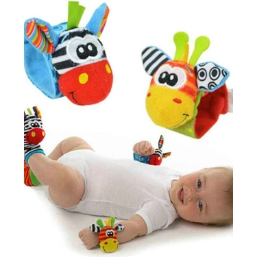 Sozzy Toys Çıngıraklı Hışırtılı Bebek Bileklik ve Çorabı - 4 Parça