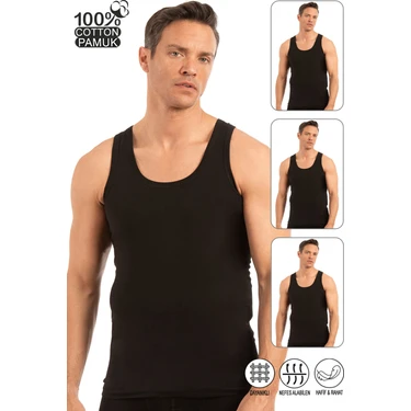 Özkan Underwear Özkan 0050 3'lü Paket Erkek %100 Pamuklu Süprem Esnek Rahat Kalın Askılı
